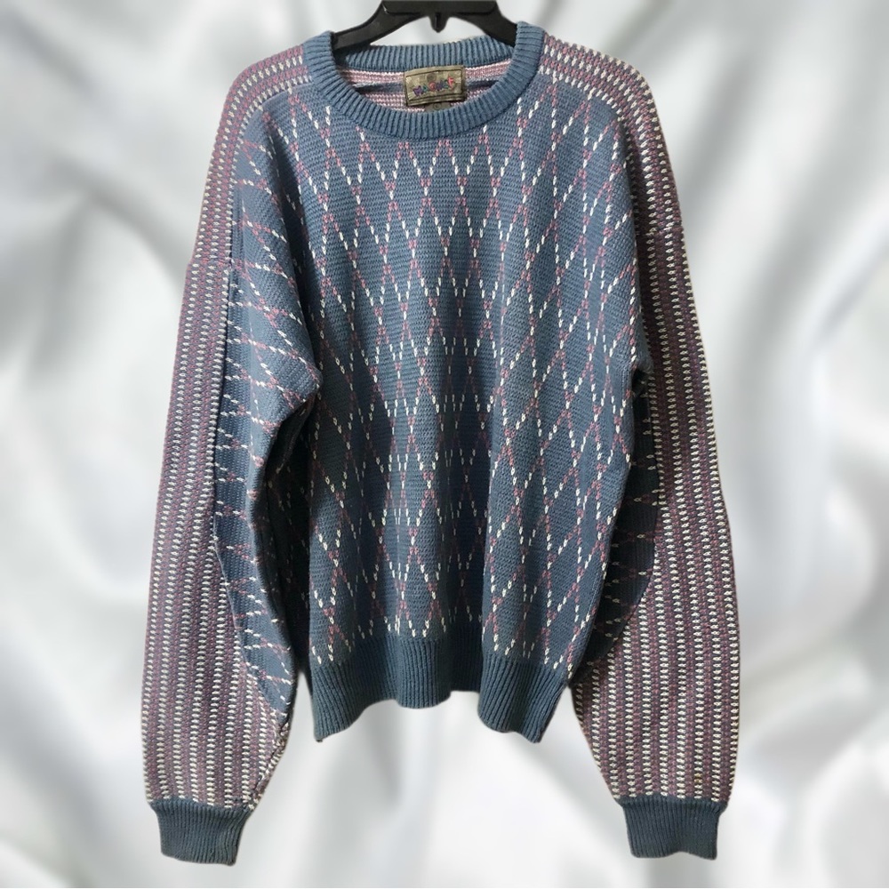 Vintage Cottagecore Adorable Pink and Blue Sweater by Magnet